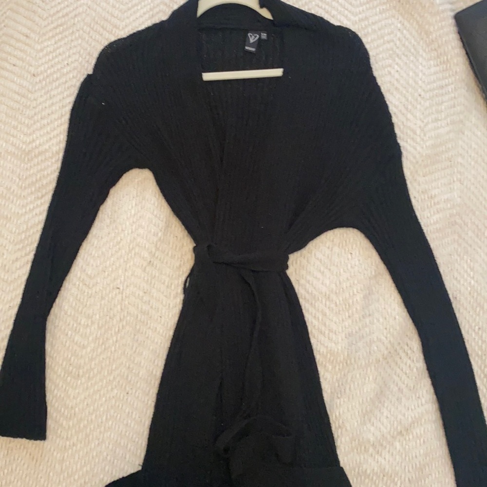 Black Ribbed Cardigan
